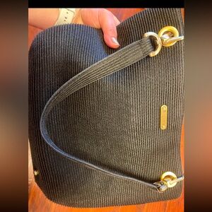 Eric Javits New York Squishee Black Woven Straw Shoulder Bag….